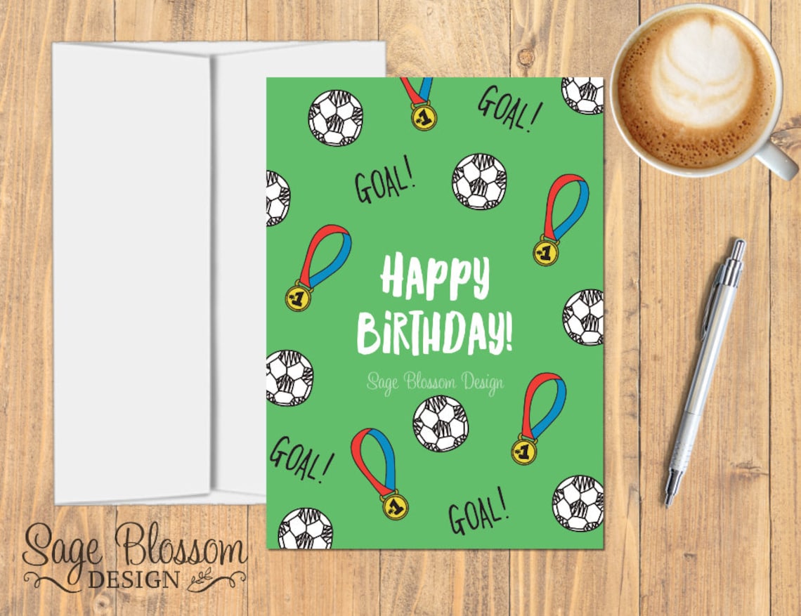 Printable Soccer Birthday Card Soccer Fan Goal (Download Now) Etsy