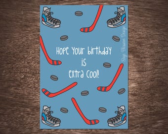 Printable Hockey Birthday Card - Hockey Fan - Ice Hockey Birthday - Extra Cool Birthday Card - Instant Download - 2 Digital Card Designs