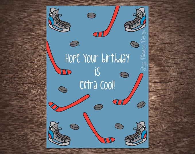 Printable Hockey Birthday Card Hockey Fan Ice Hockey - Etsy
