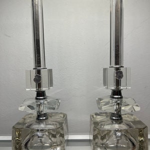 Pair Crystal Art Deco Lamps image 3