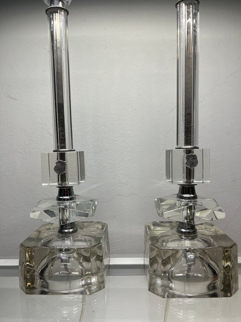 Pair Crystal Art Deco Lamps image 3