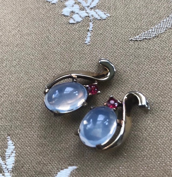 Trifari Moonstone Gold Earrings