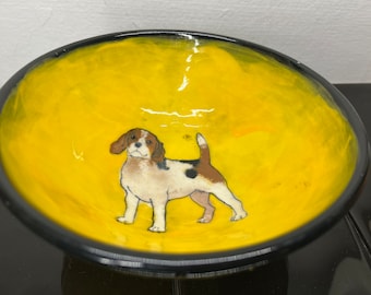 Rainbow Gate Pottery Bowl with Beagle