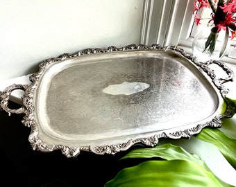 Poole Silver Rectangular Tray Footed