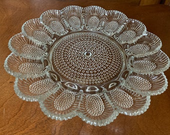 Clear Hobnail Glass Egg Platter