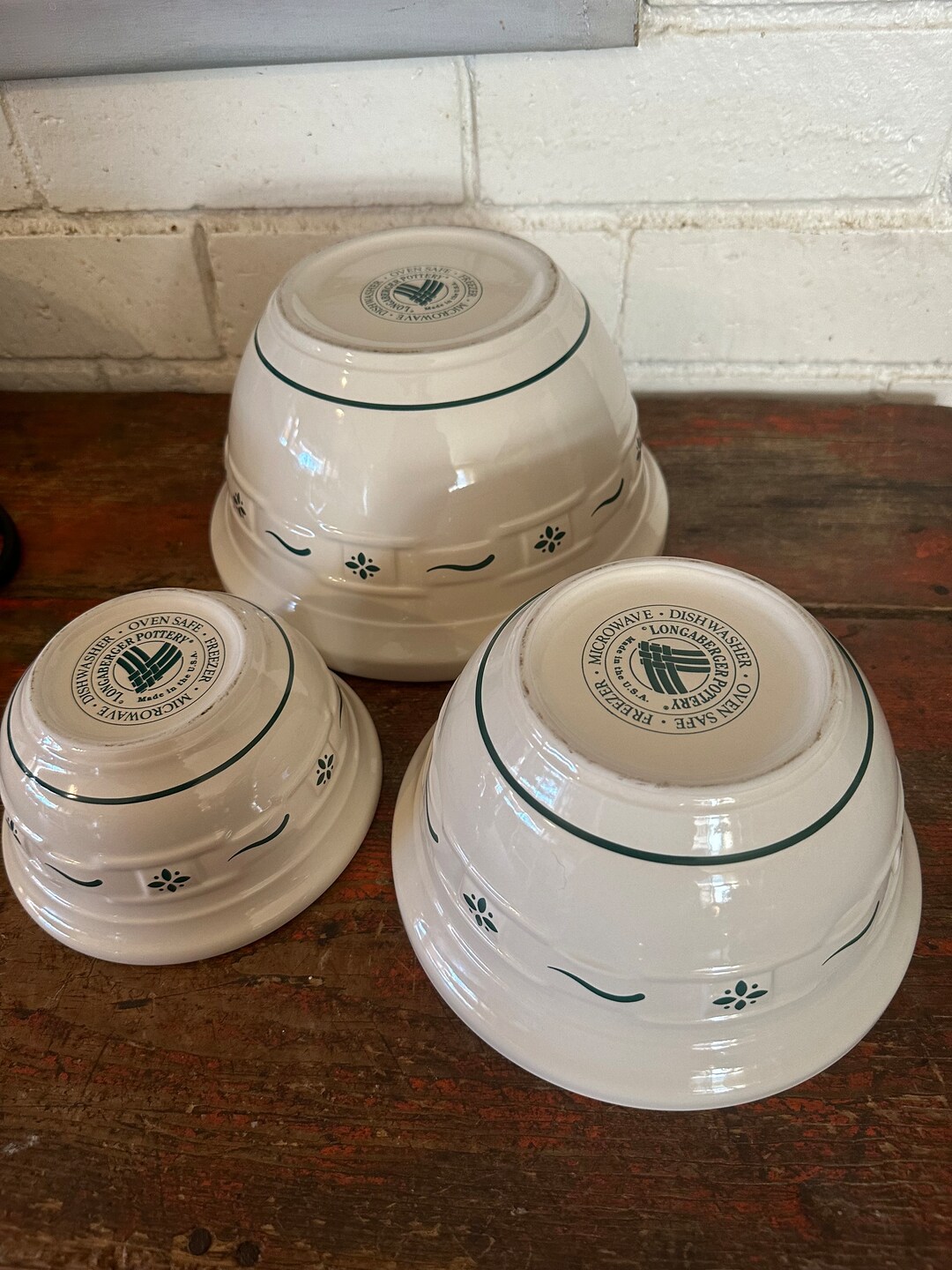 3 Longaberger Pottery Mixing Bowls Set/3 Woven Traditions Etsy