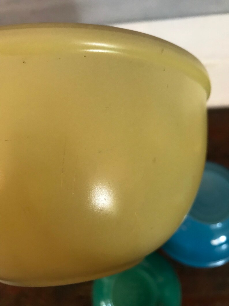 Fire King Primary Colors Mixing Bowls Set3 Beaded Rim Yellow Blue Green