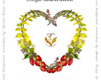 Watercolor clipart, wedding clipart, fruit clipart, clipart, berry clipart, clip art wreath, strawberry wreath, summer wreath, strawberry