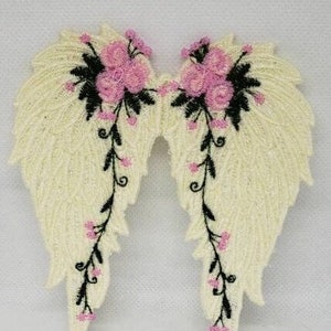 Angel Wings w/ pink roses (indicate white or off-white)