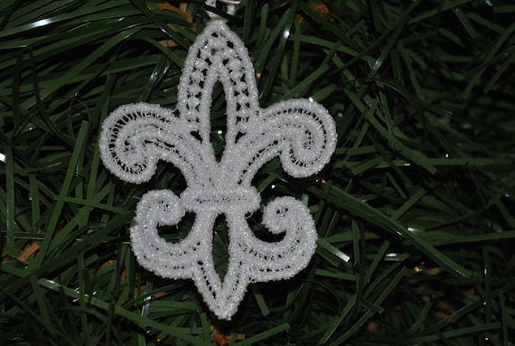 Embroidered Free Standing Lace Fleur De Lis Christmas Ornament Etsy