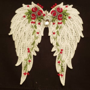 Angel Wings with Roses and Pet charm