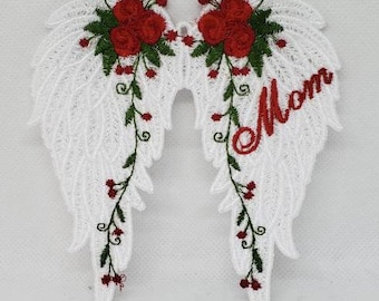 Special &quot;Mom&quot; Angel Wings w/ Red Roses