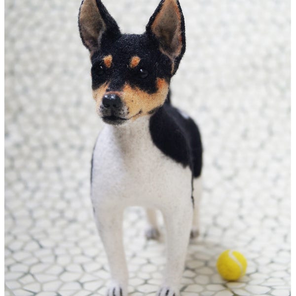 Rat Terrier/ Rattie/ Felted toy/ Realistic animal/Needle felted animal/OOAK