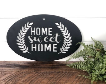 Home Sweet Home Metal Decor- Metal Sign- Farmhouse- Wedding Gift- Kitchen Sign- Housewarming Gift- Rustic- Metal Art