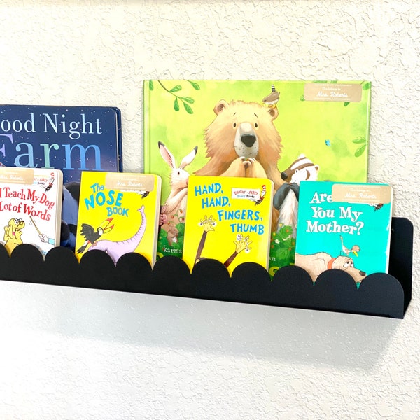 Scallop Book Shelf- Nursery Shelf- Children's Book Storage- Picture Ledge Shelf- Metal Shelf- Nursery Decor