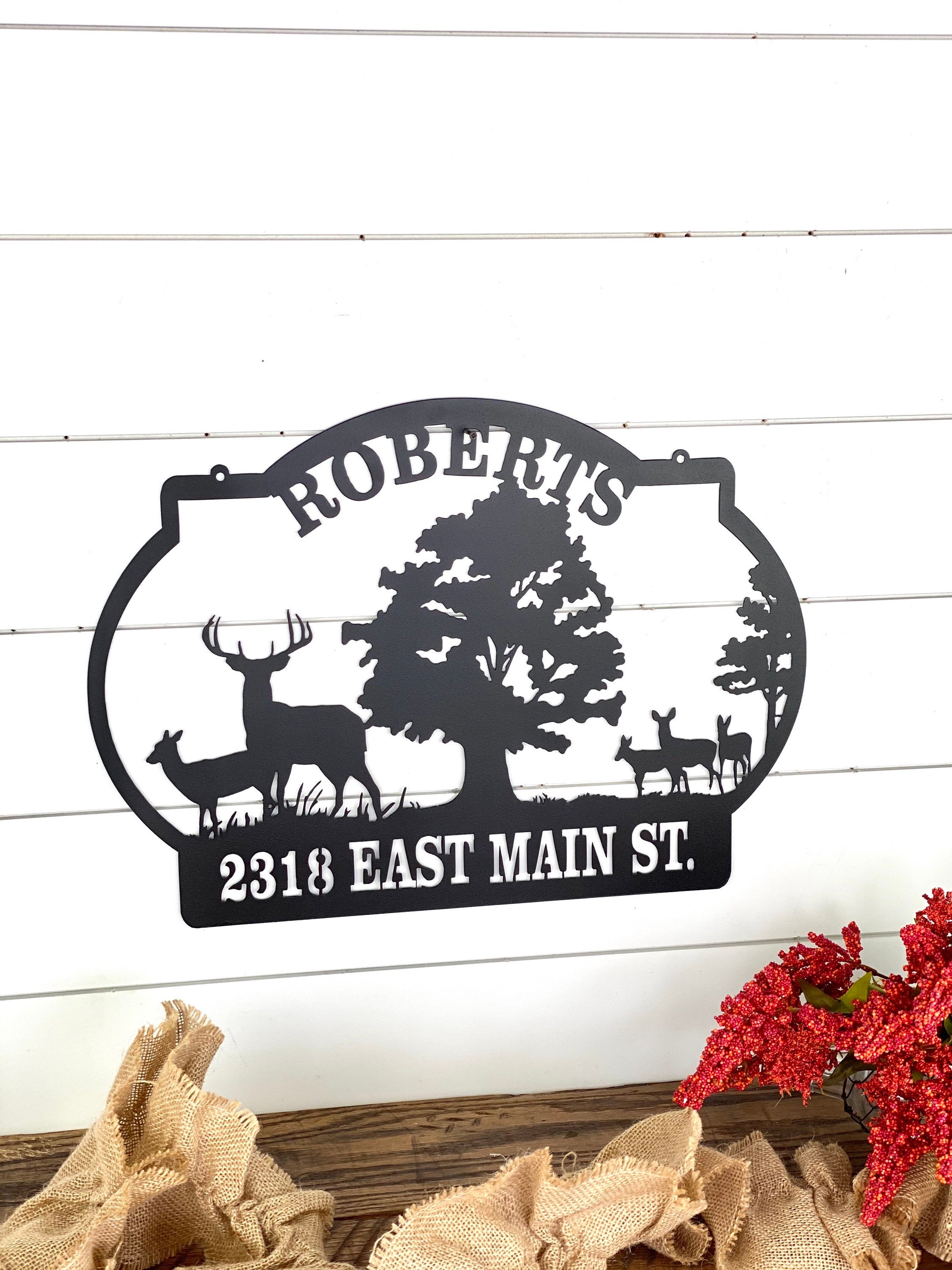 Deer Ranch Family Name Sign Outdoor Deer Scene Metal Art - Etsy