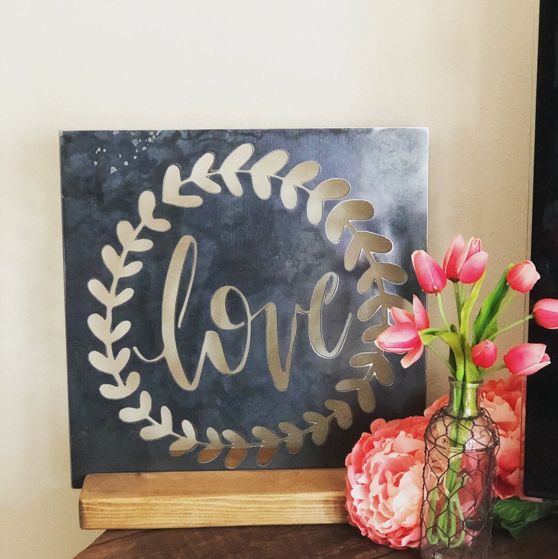 Love Metal Art Love Sign Valentines Day Metal Sign Love Etsy
