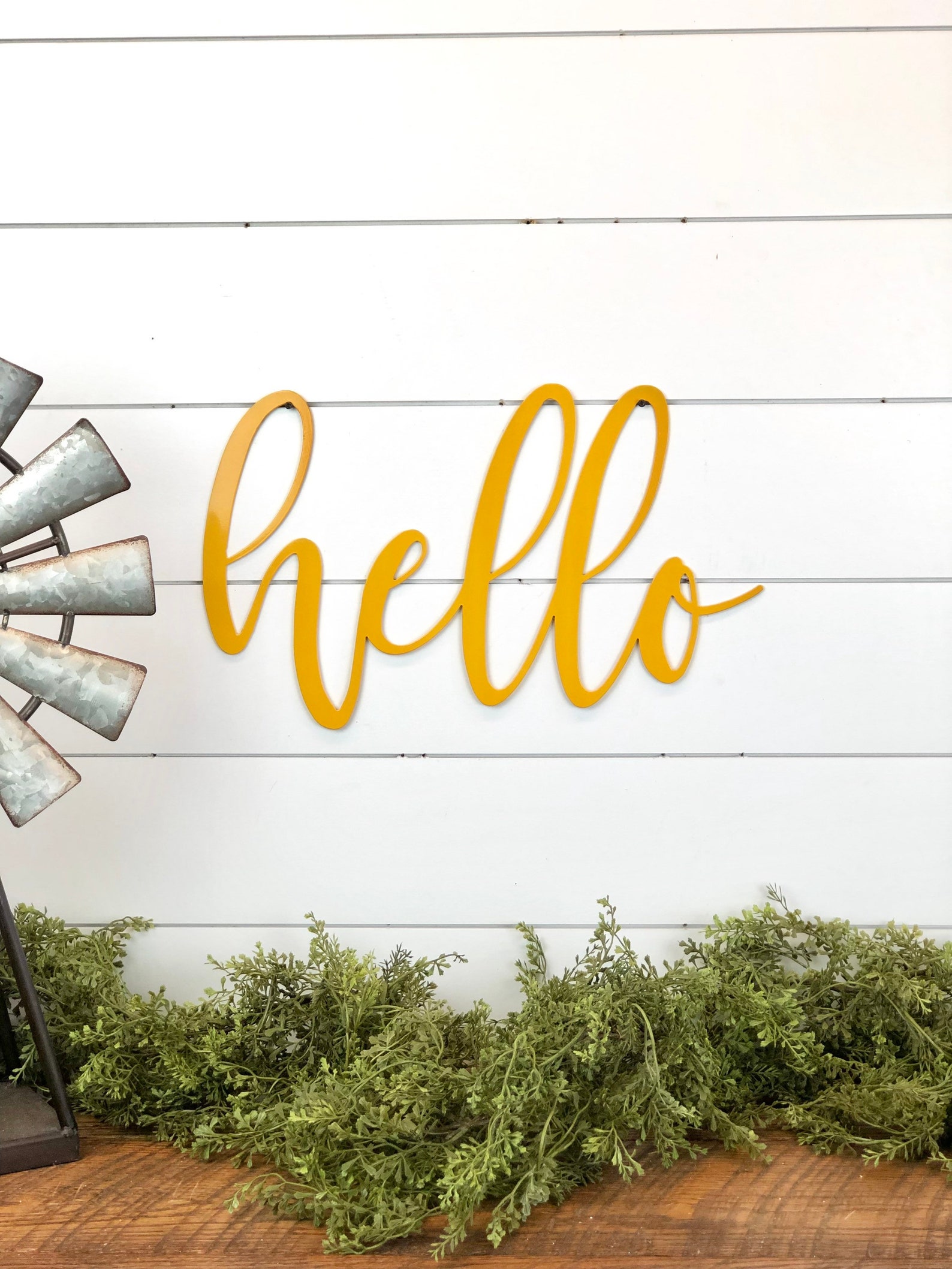 Hello Metal Decor Metal Saying Sign Farmhouse Shelf Decor - Etsy