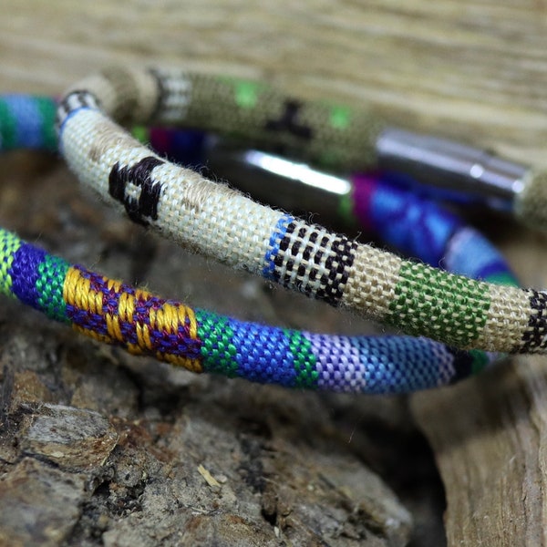 Multi-coloured woven cord bracelet - vegan Bracelet - Ethnic cord Bracelet - Boho Style Jewellery