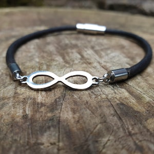 Infinity charm leather bracelet - Leather gifts - Leather bracelet - Leather Anniversary - Leather wrap - Valentines Day Gift bracelet