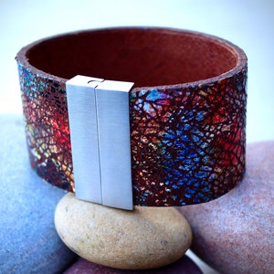 Handmade Real Leather Cuff Bracelet - Anniversary Gift - Leather Jewellery - cuff bracelet - Genuine Leather