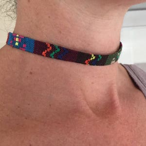 Multi-coloured woven cord choker image 4