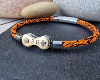 Pulseira de corda de corrente de bicicleta personalizada - Presentes para ciclistas - Pulseira de elos de corrente - Presente personalizado