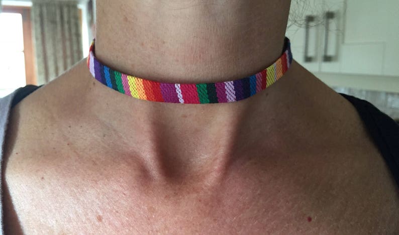 Multi-coloured woven cord choker image 5