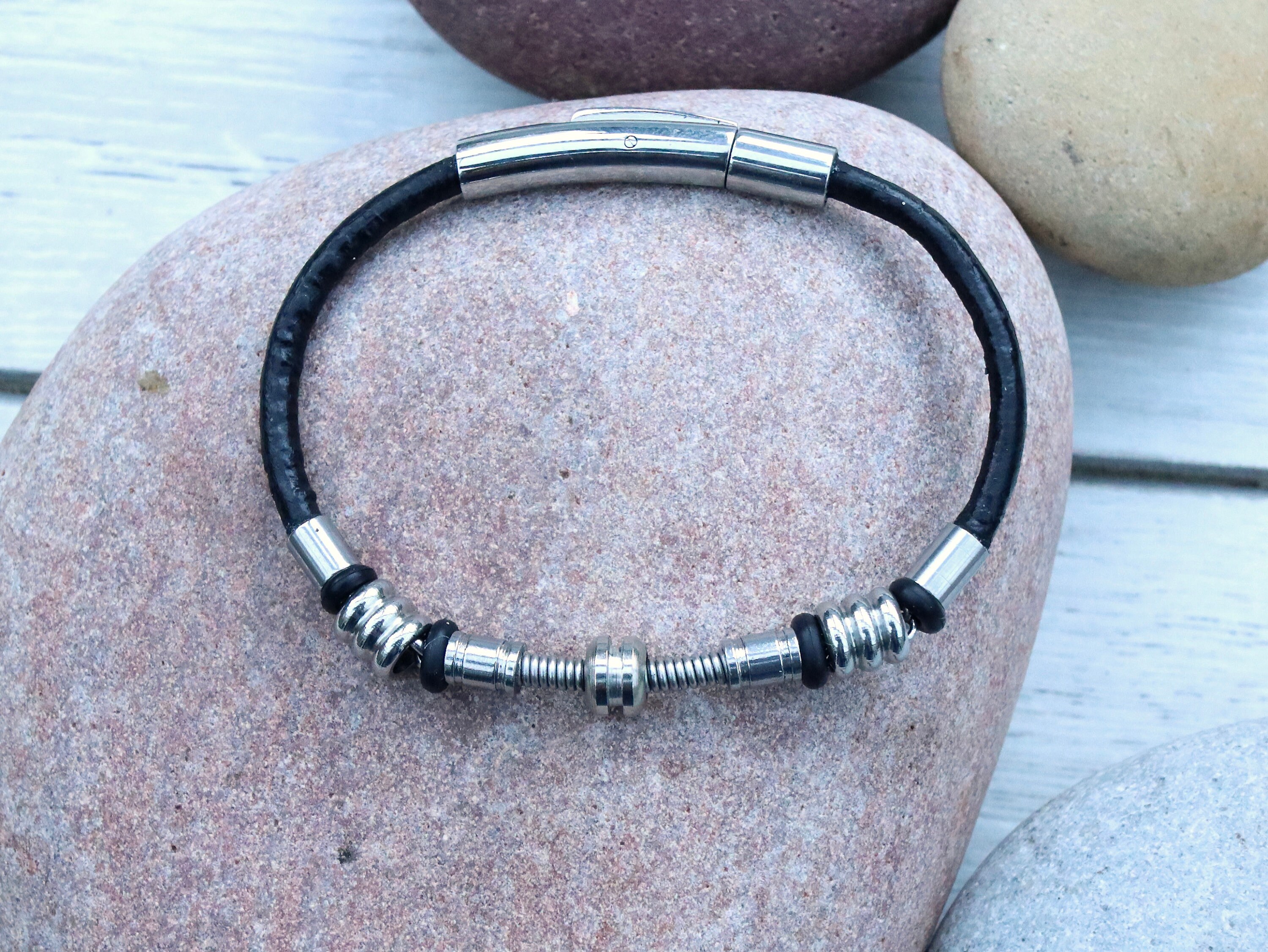 Guitar String Leather Bracelet Gifts for Musicians Leather Etsy UK