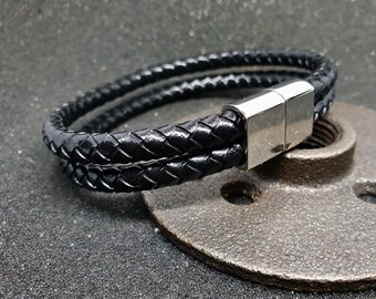 Geflochtenes Lederarmband, Geflochtenes Leder. Echtes Leder Geschenk. -Jubiläumsgeschenk- Boho, Surfer Style Armband. Lederschmuck.