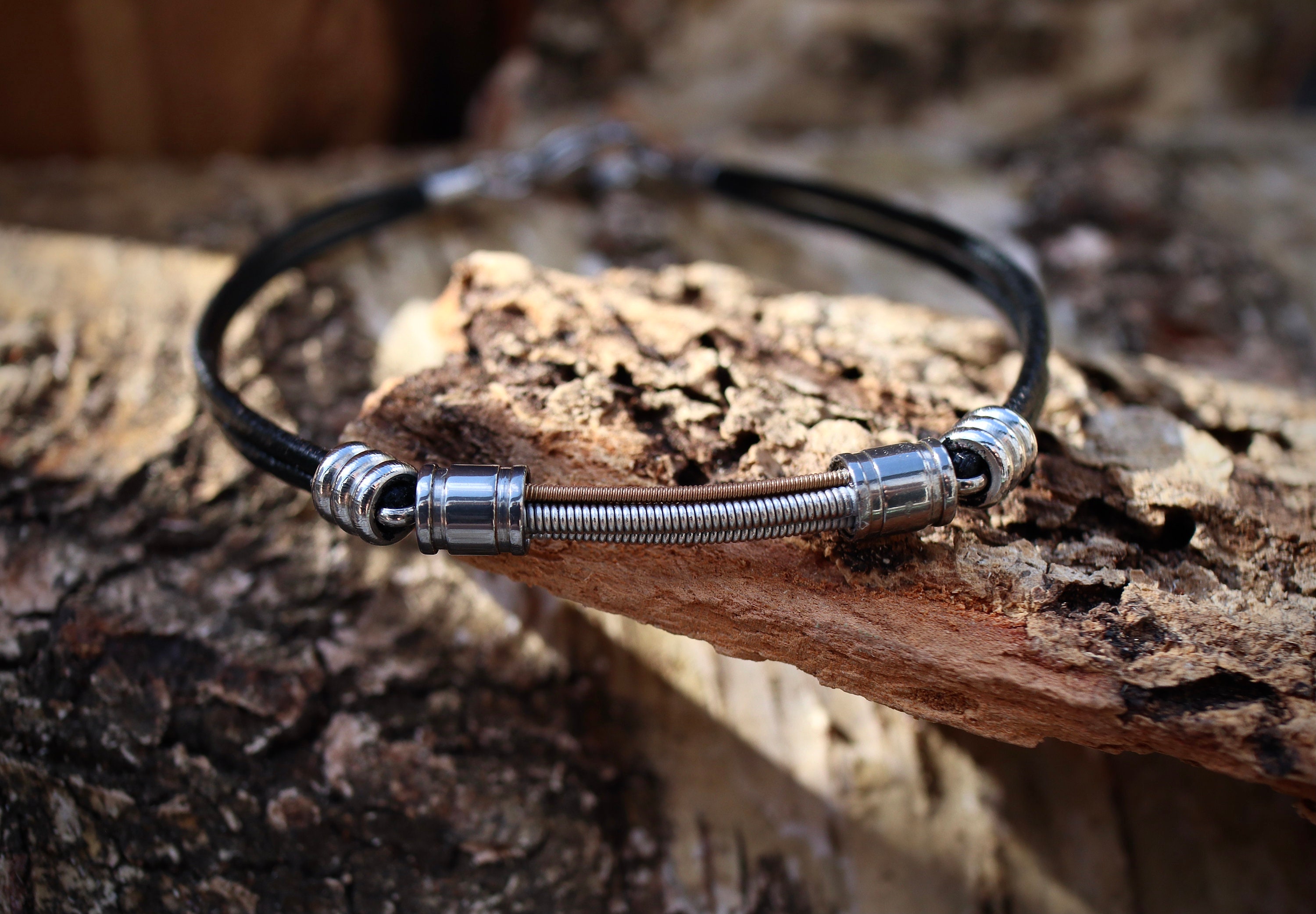 Guitar string leather bracelet Gifts for musicians Leather Etsy