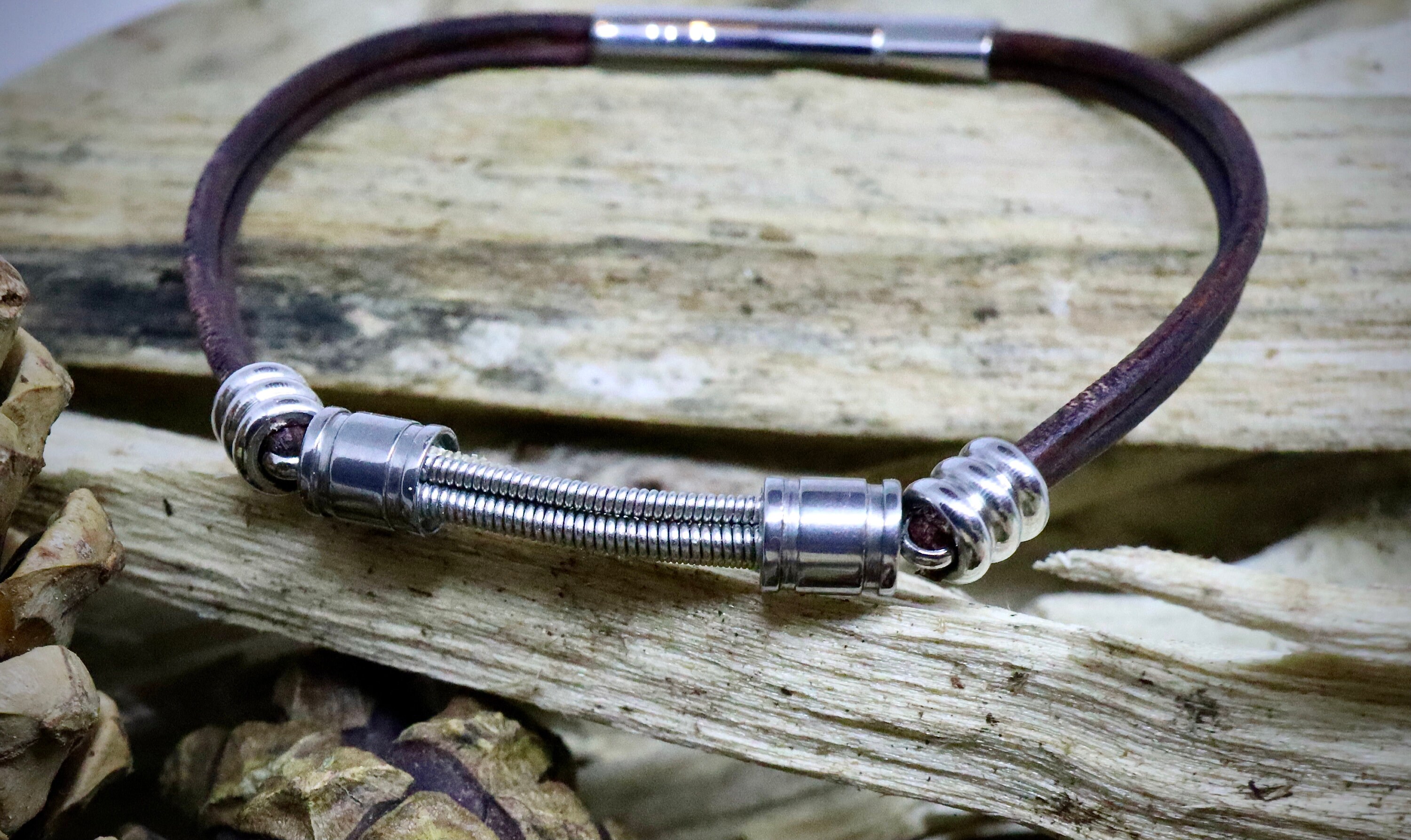 Guitar string leather bracelet Gifts for musicians Leather Etsy