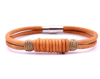Rustic Natural Leather Bracelet, rustic bracelet, custom handmade leather bracelet -real leather- micro Paracord detail. Natural leather
