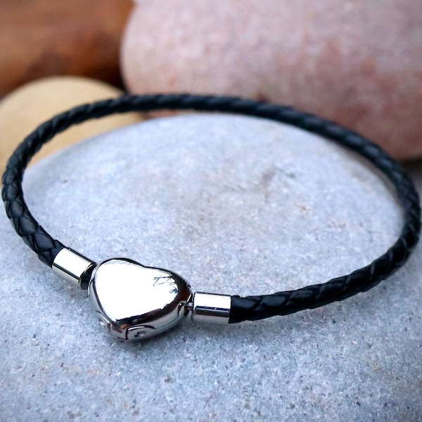 leather wrap bracelet - braided leather bracelet - charm bracelet -
