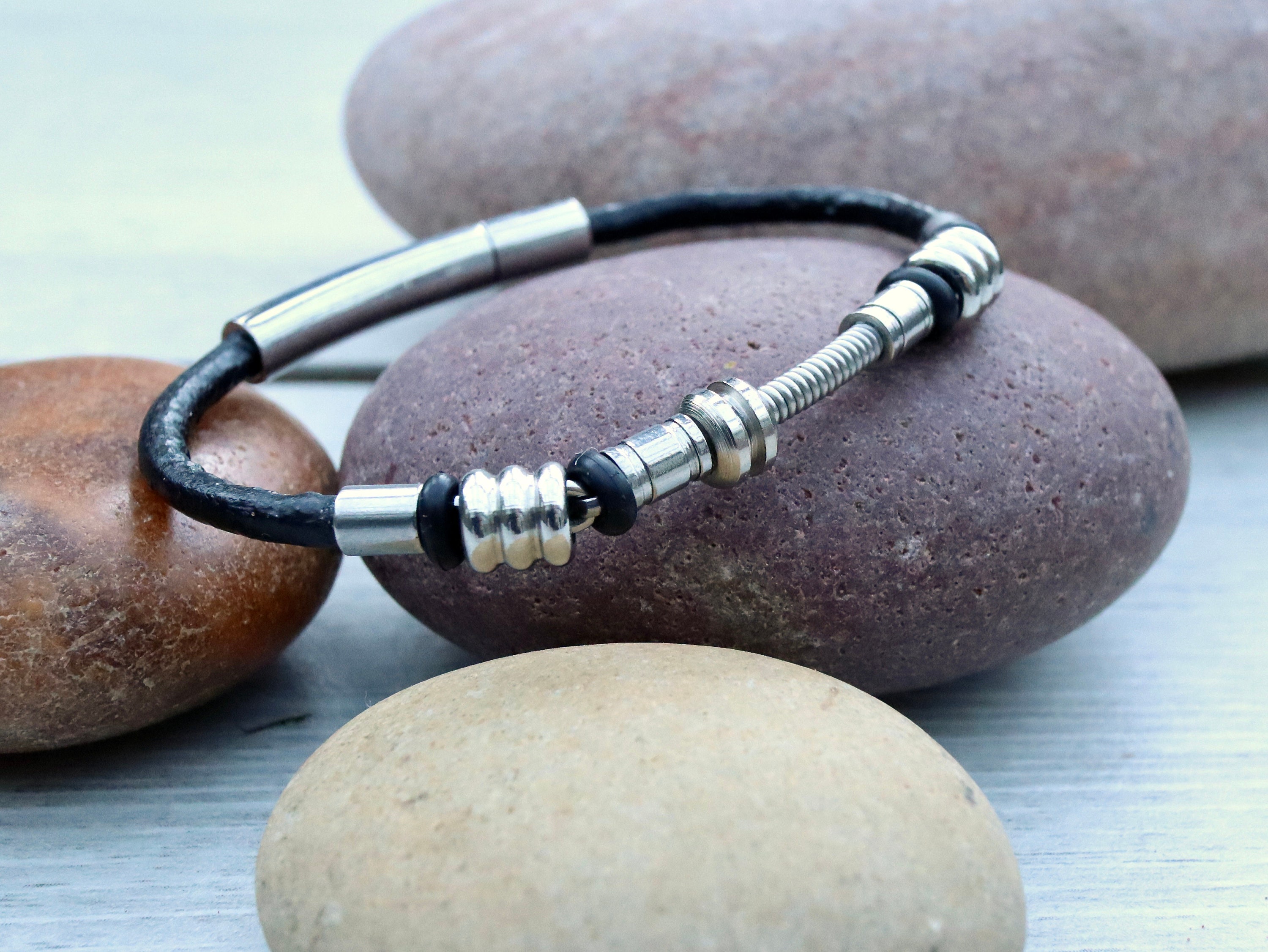 Guitar String Leather Bracelet Gifts for Musicians Leather Etsy UK