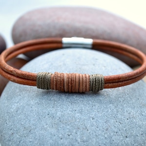 Rustic Natural Leather Bracelet, rustic bracelet, custom handmade leather bracelet -real leather- micro Paracord detail. Natural leather