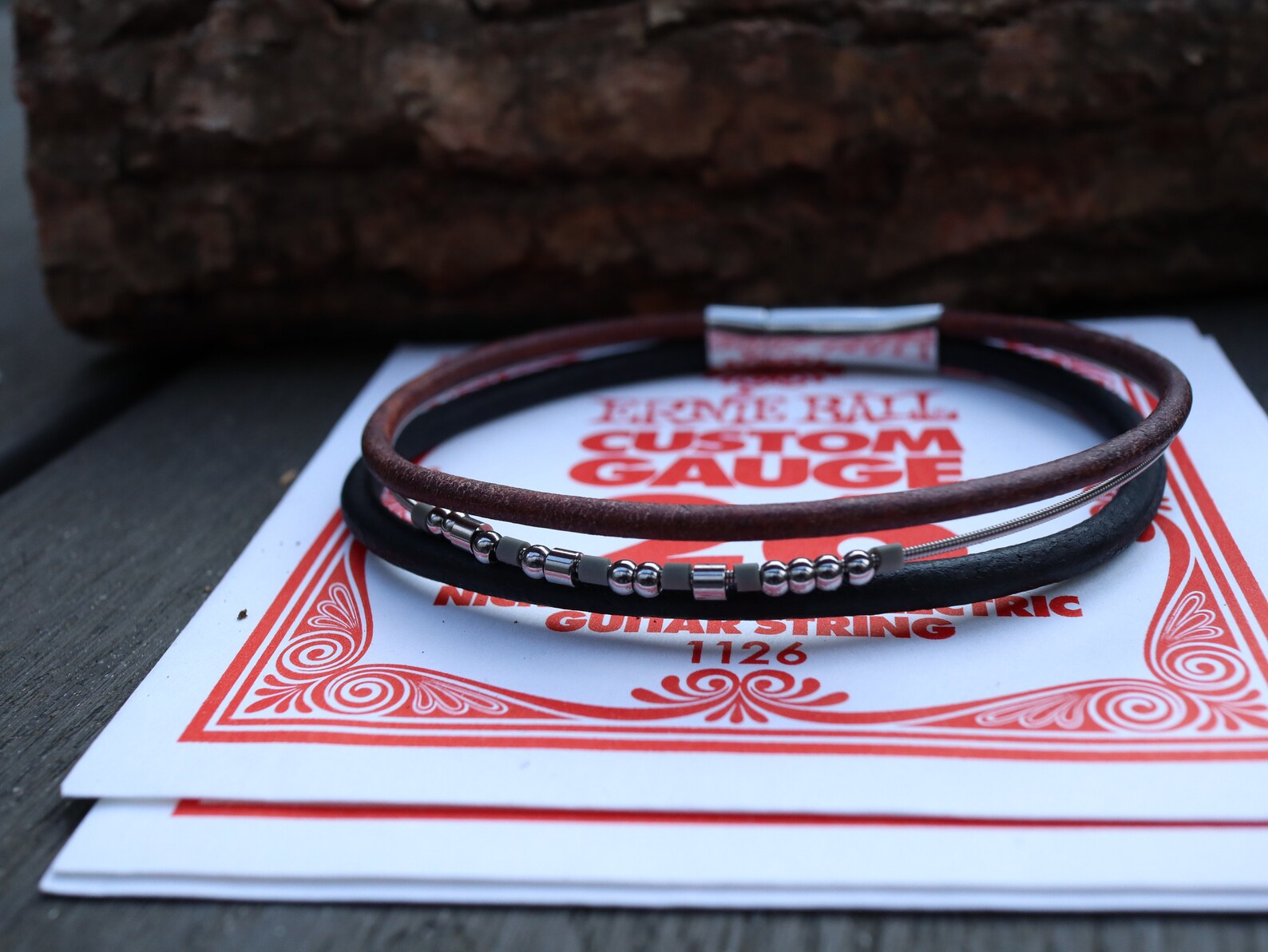 Morse Code Guitar String Leather Bracelet Secret Message Etsy