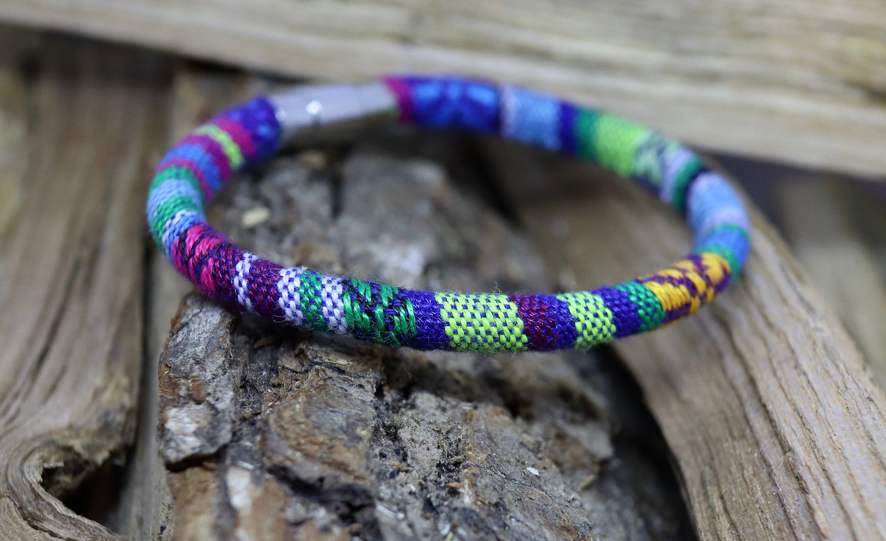 Multi-coloured Woven Cord Bracelet | Etsy UK