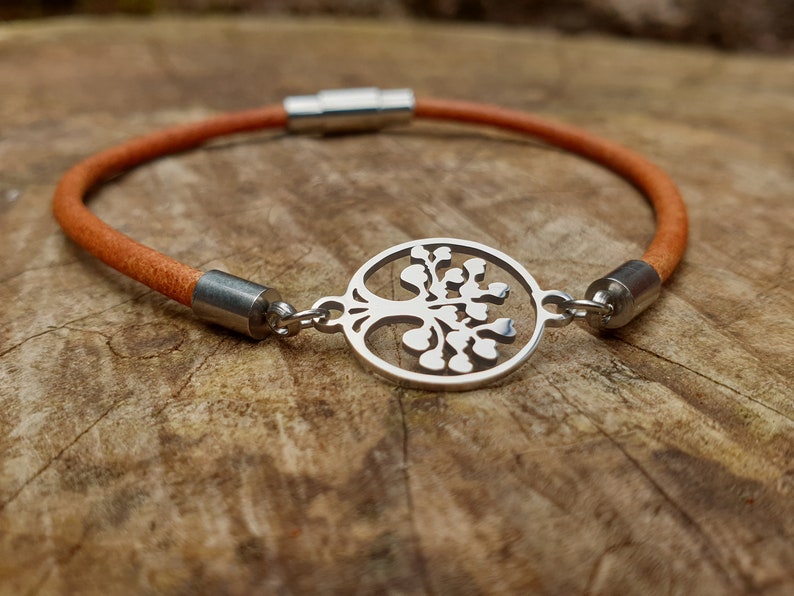 Tree of Life Charm Leather Bracelet - Leather Gifts - Leather Bracelet ...