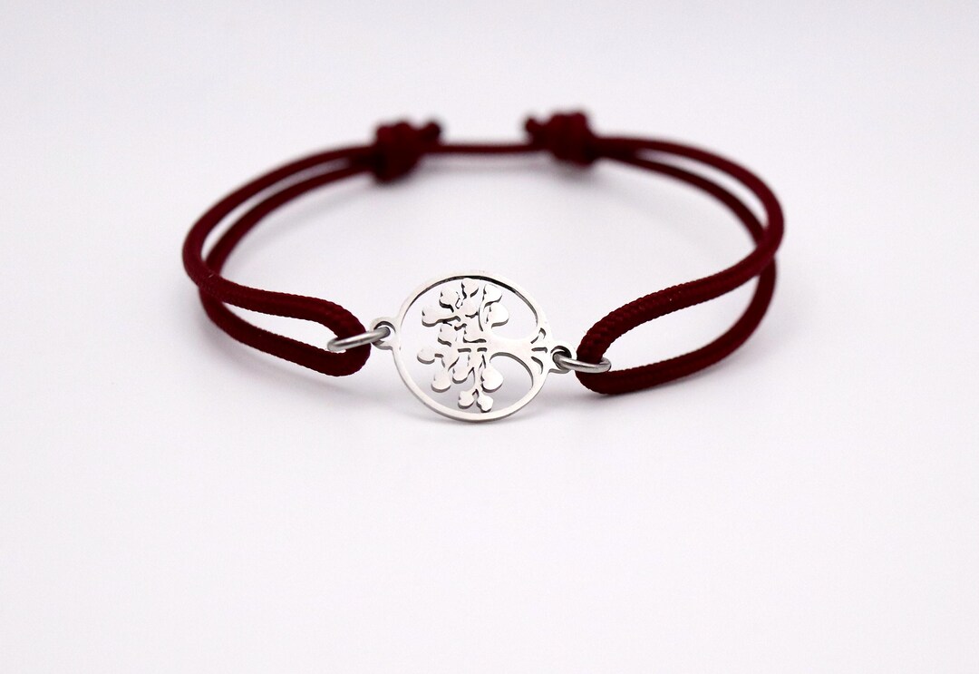 Paracord Stainless Steel Tree of Life Charm Bracelet. Adjustable Rope ...
