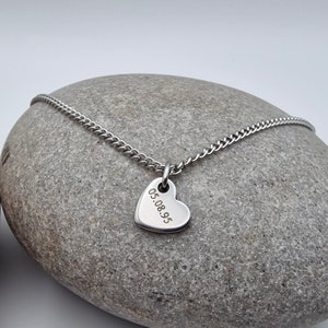 Heart Charm Necklace, Stainless steel heart charm necklace, personalised stainless steel necklace