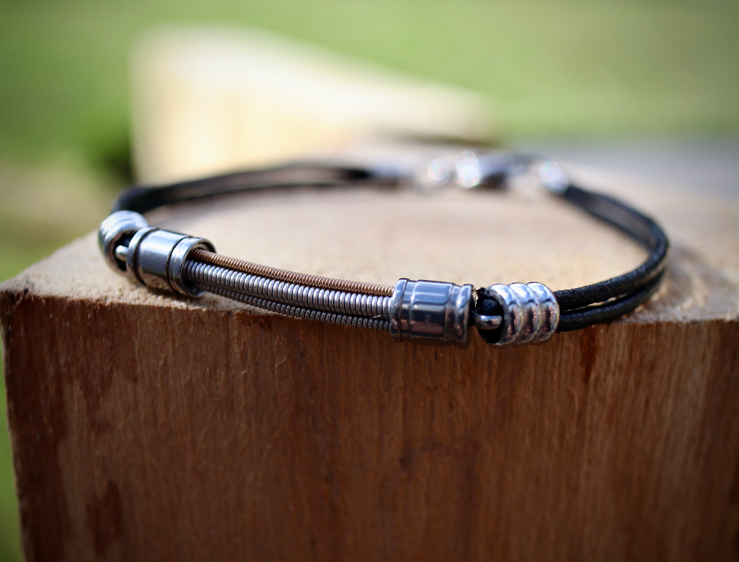 Guitar string leather bracelet Gifts for musicians Leather Etsy