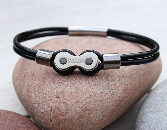 Leather Bicycle Chain Link Bracelet Leather Anniversary Gift Leather  Bracelet Gifts for Cyclists -  Canada