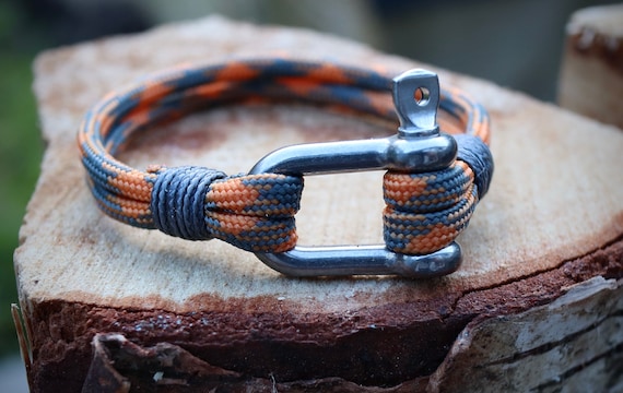 Men Bracelet Survival Paracord Bracelets Shackle Buckle Handmade