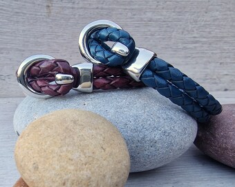 Geflochtenes Lederarmband, geflochtenes Leder. Echtes Leder Geschenk. -Jubiläumsgeschenk- Boho, Surfer Style Armband. Lederschmuck.