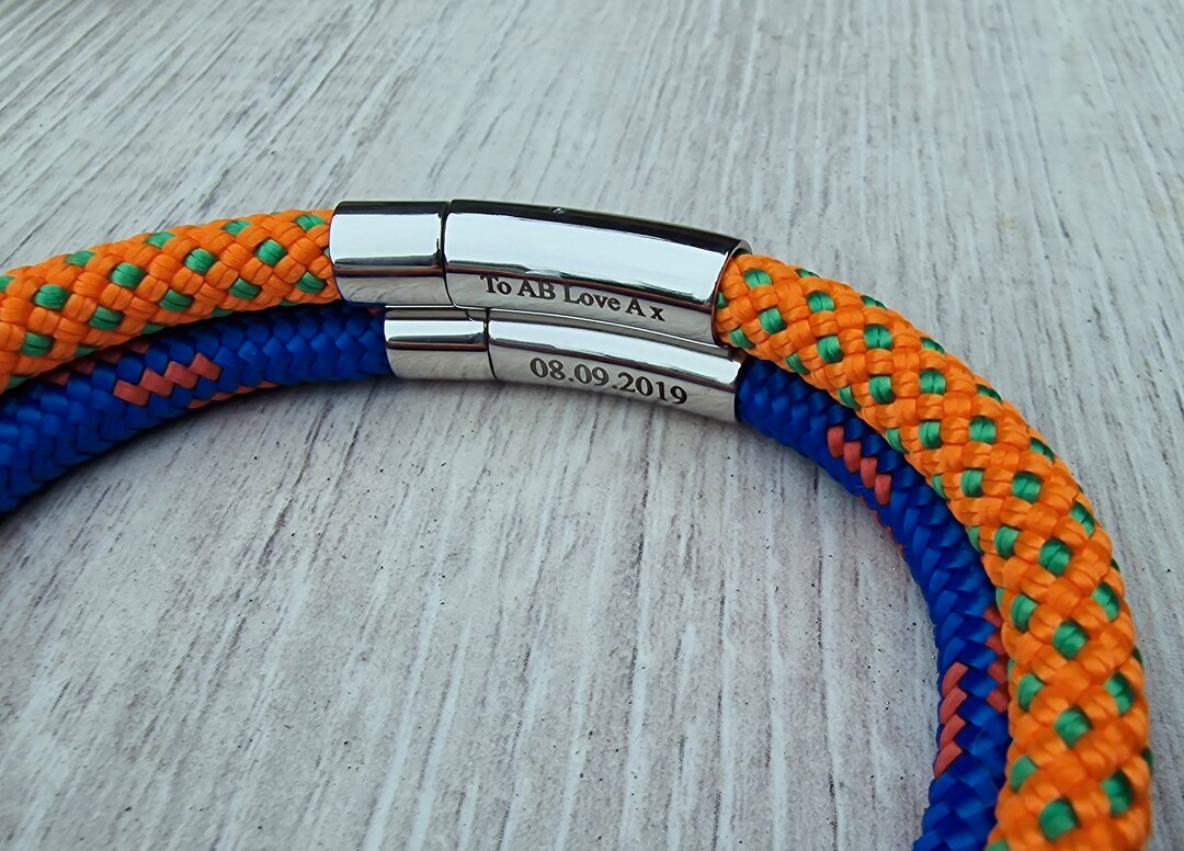 Engraved 6mm Climbing/marine Rope Bracelet, Personalised Gift -marine ...