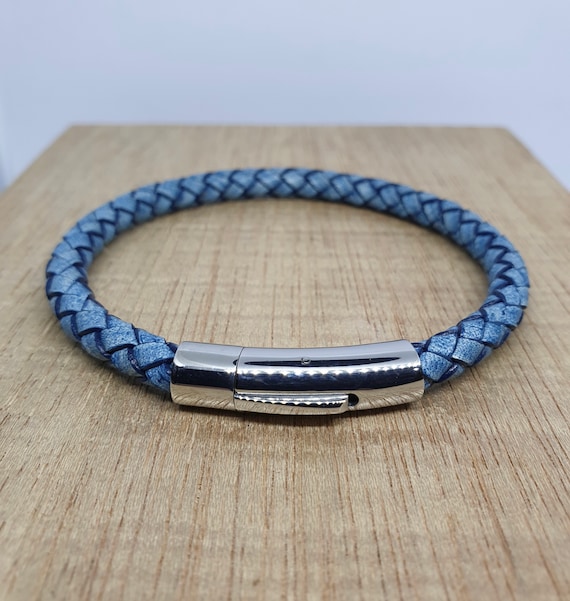 6mm Braided Distressed Leather Bracelet - Leather Anniversary gift - distressed braided leather- Leather Bracelet
