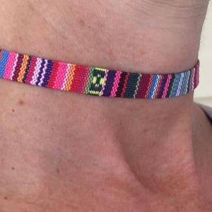 Multi-coloured woven cord choker image 2