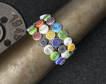 pulseira de contas de vidro millefiori - pulseira de festival - pulseira estilo boho - pulseira de surfista hippie.