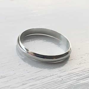 ANEL DE OURO SIMPLES DE 3 mm - Anel de ouro branco sólido natural de 9 quilates em forma de D, aliança de casamento polida em ouro, disponível em ouro amarelo e 18 quilates